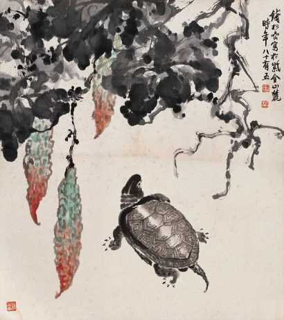 钱松嵒 1984年作 龟寿 立轴